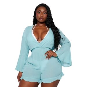 Sky Blue Beach Romper From Fashion Nova